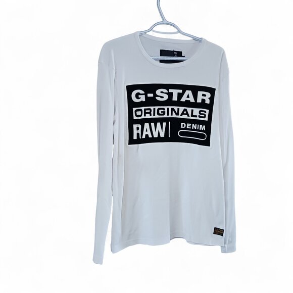 G-Star RAW Original Ventor RT Long Sleeve Shirt XXL White Black Velvet Graphic - Picture 1 of 11